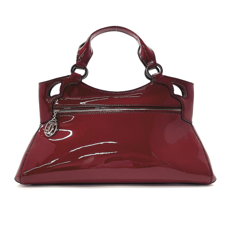 CARTIER Handbag Marcello Patent leather Bordeaux Women Used JP