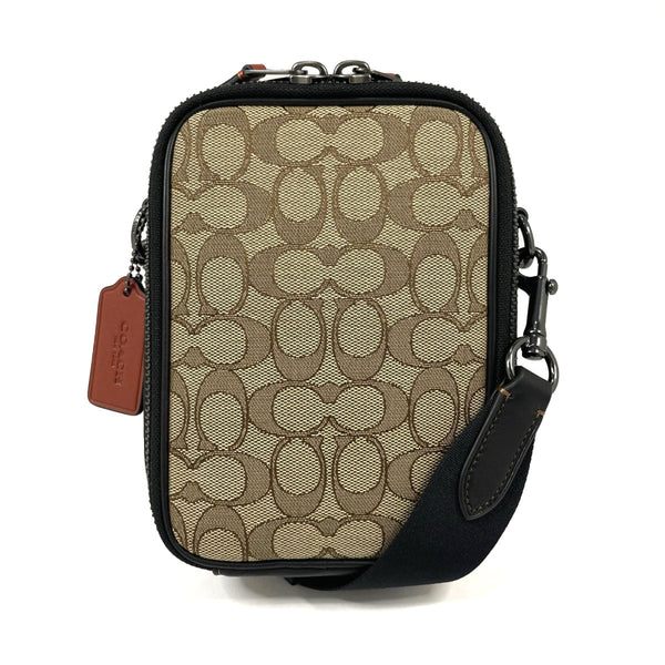 COACH Shoulder Bag CH097 Stanton Crossbody Signature Jacquard canvas/leather Brown Brown mens New