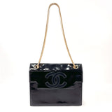 CHANEL Shoulder Bag ChainShoulder COCO Mark Patent leather Black Women Used