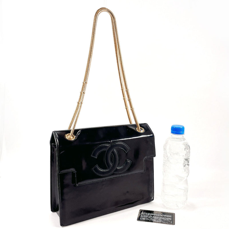 CHANEL Shoulder Bag ChainShoulder COCO Mark Patent leather Black Women Used