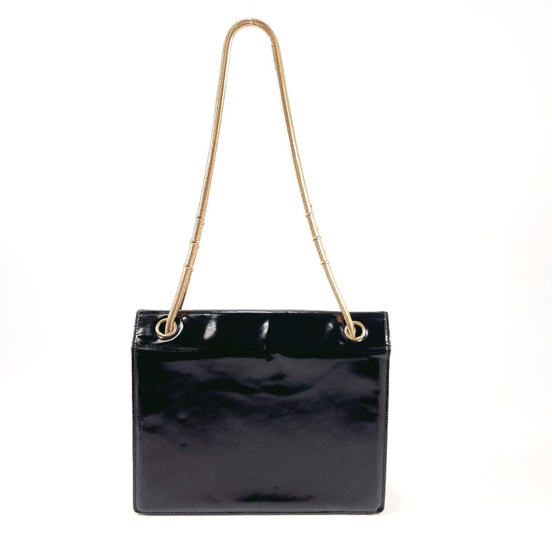 CHANEL Shoulder Bag ChainShoulder COCO Mark Patent leather Black Women Used