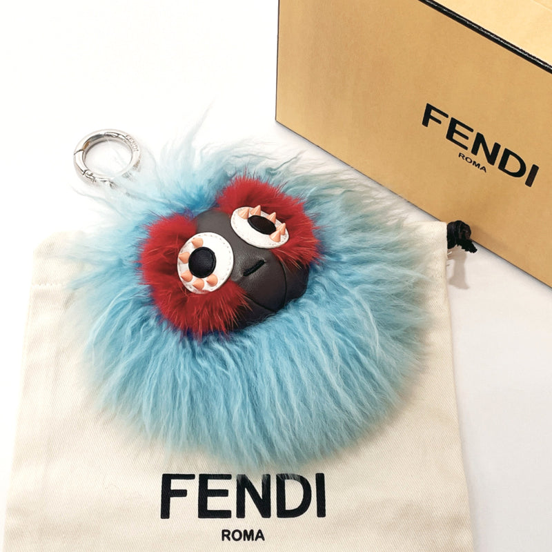 FENDI key ring Bag Bugs Monster Charm Fake fur blue Women Used