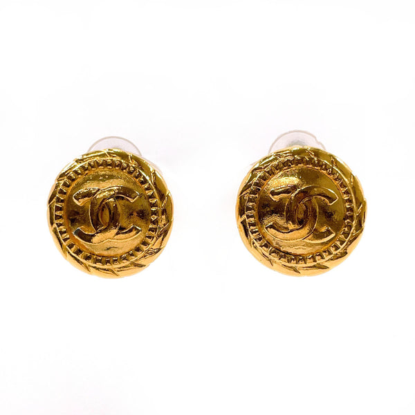 CHANEL Earring COCO Mark vintage metal gold Women Used