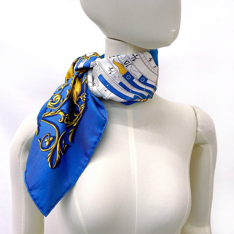 HERMES scarf Carre 90 DIES ET HORE Astrology silk blue Women Used