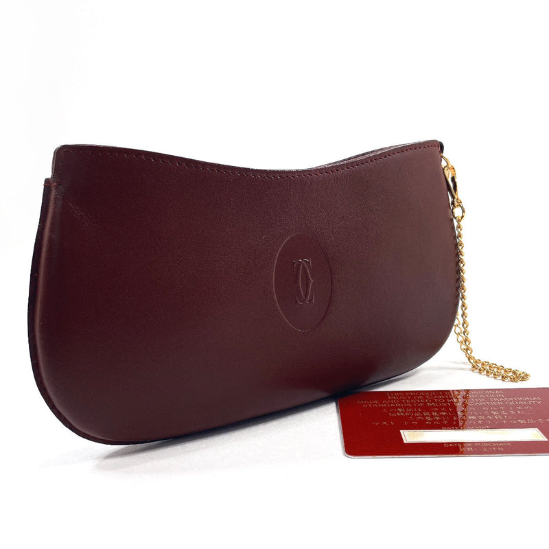 CARTIER Pouch L3000112 Must Line leather Bordeaux Women Used