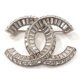 CHANEL Brooch A63085 COCO Mark metal/Rhinestone Silver A23 V Women Used