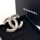 CHANEL Brooch A63085 COCO Mark metal/Rhinestone Silver A23 V Women Used