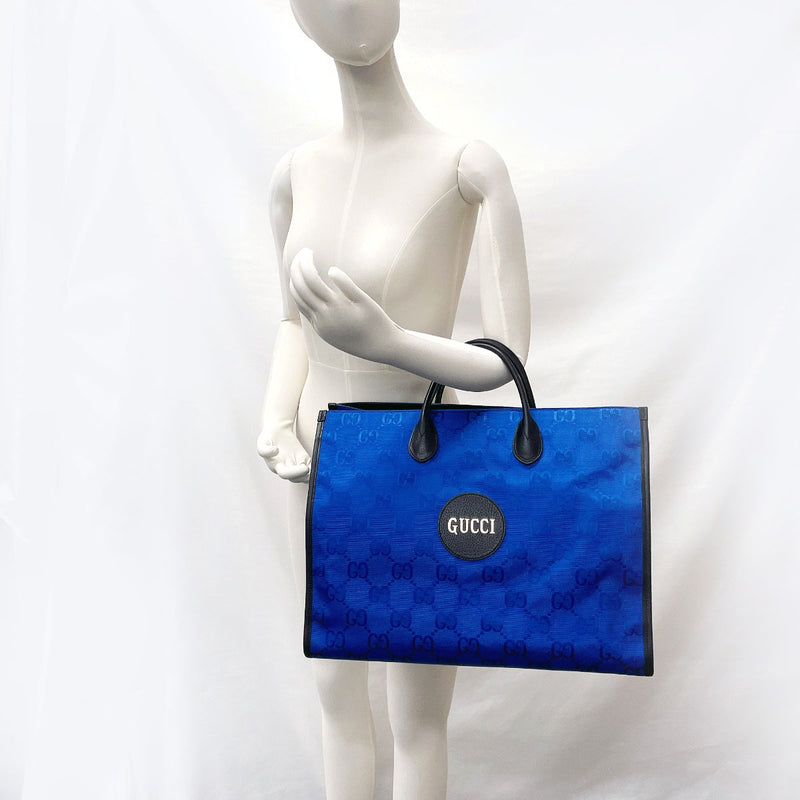 GUCCI Tote Bag 630353 off the grit Nylon/leather/GG nylon blue mens Used