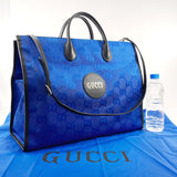 GUCCI Tote Bag 630353 off the grit Nylon/leather/GG nylon blue mens Used