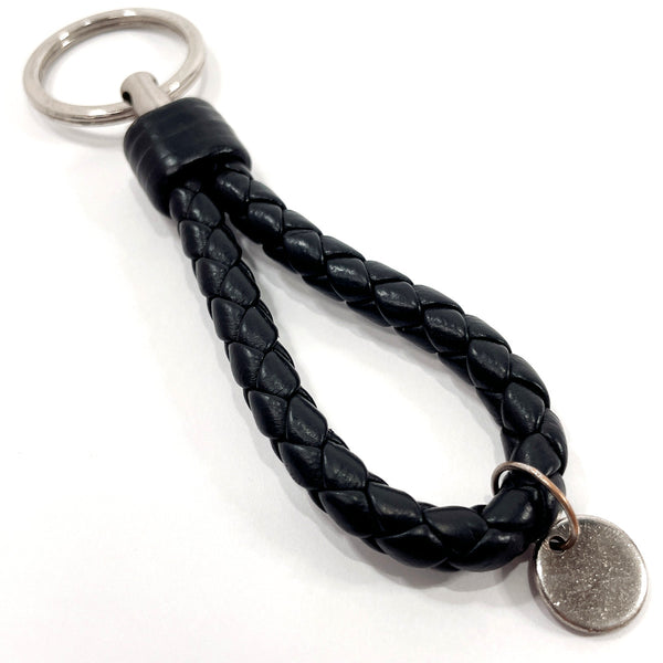 BOTTEGAVENETA key ring Intrecciato leather/metal Black mens Used