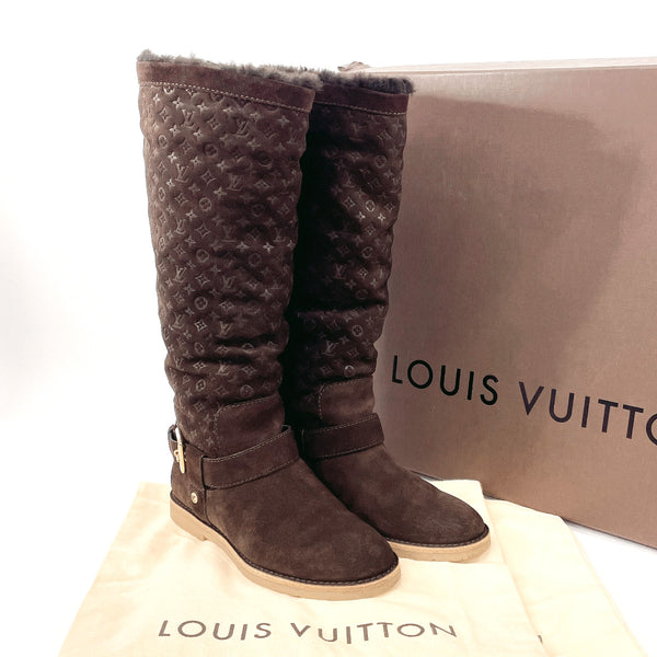 LOUIS VUITTON boots Knee-high boots Suede/Mouton Brown Women Used