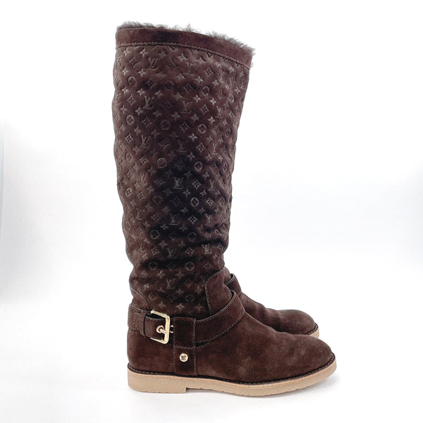 LOUIS VUITTON boots Knee-high boots Suede/Mouton Brown Women Used