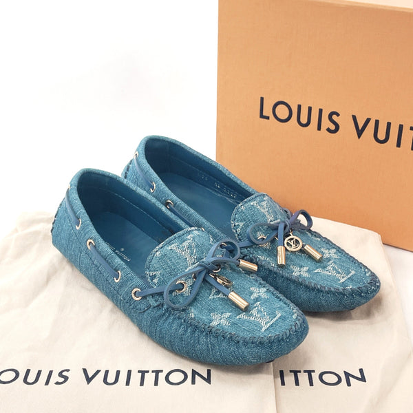 LOUIS VUITTON loafers 1A65Y1 gloria line Monogram denim blue Women Used