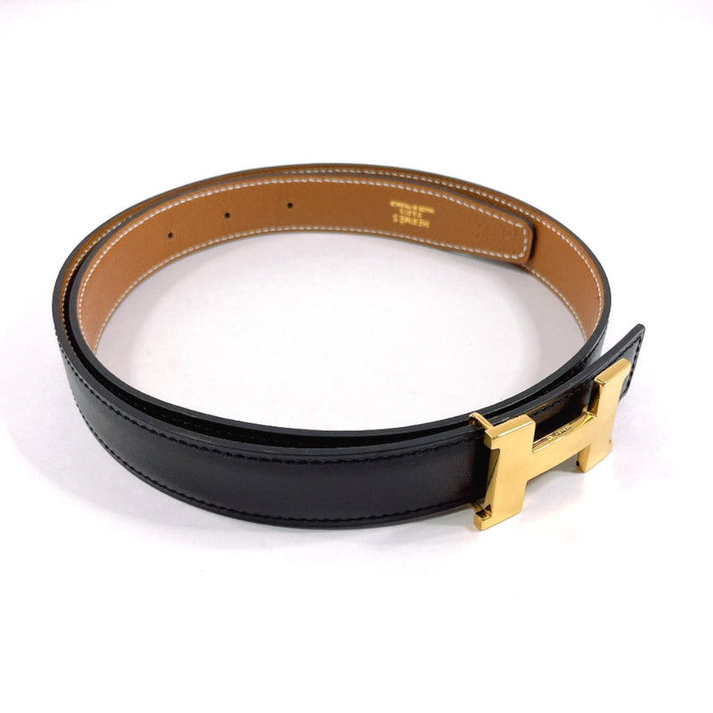 HERMES belt Constance H Reversible belt Box calf/Epsom Black □ACarved seal Women Used
