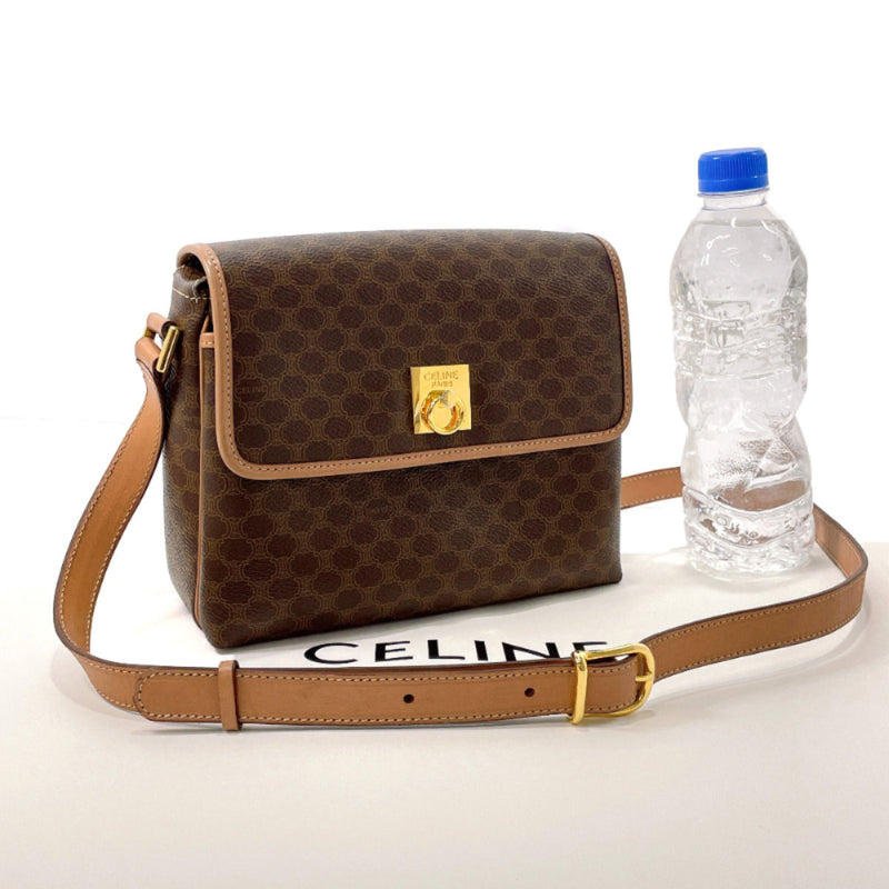 CELINE Shoulder Bag Macadam PVC/leather Brown Women Used