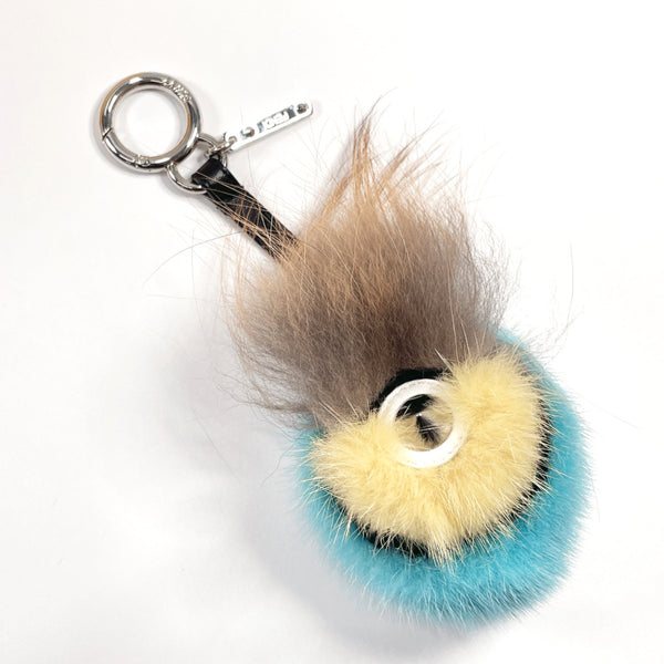 FENDI key ring 7AR393 Bag Bugs Monster Charm Fake fur blue Women Used