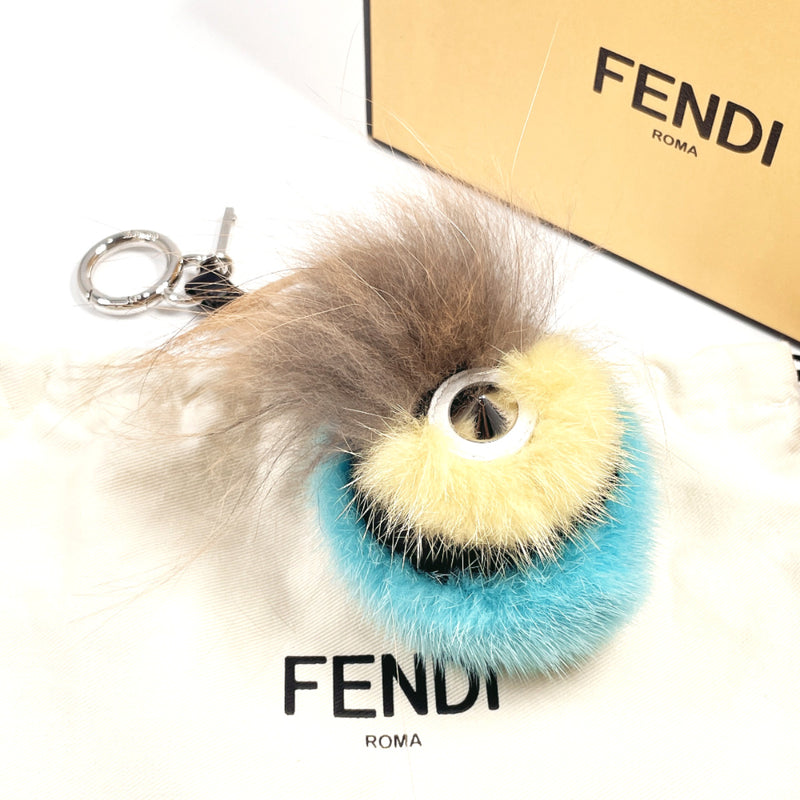 FENDI key ring 7AR393 Bag Bugs Monster Charm Fake fur blue