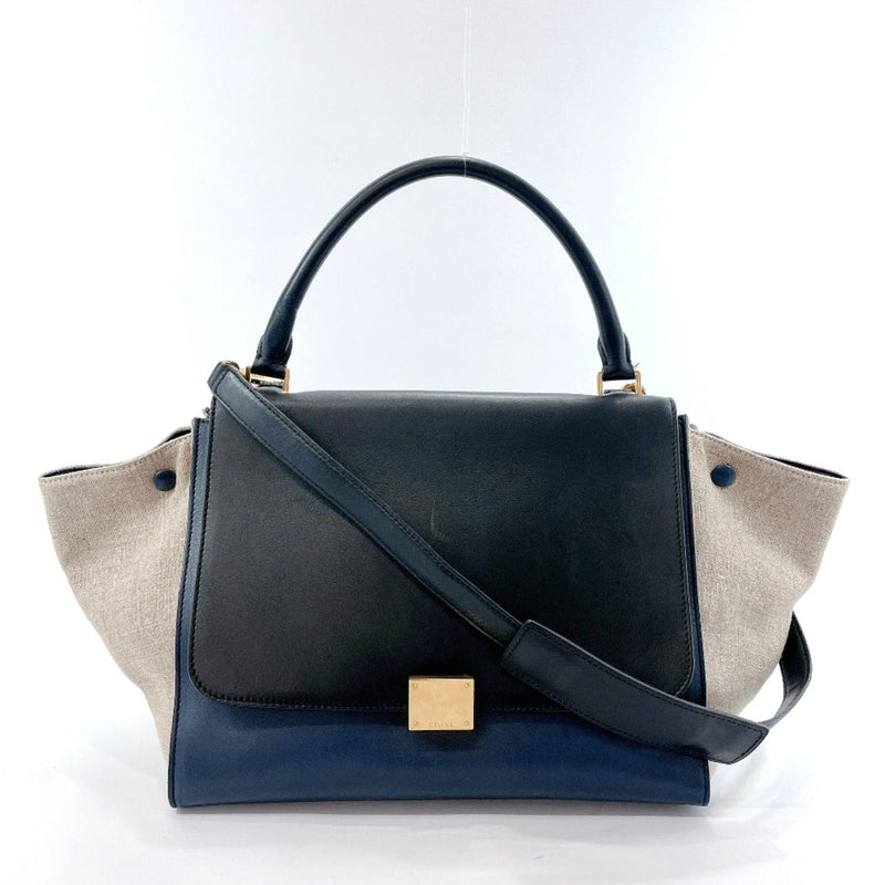 CELINE Handbag 169542PTC070C Trapeze 2way leather Navy black Women Used - JP-BRANDS.com
