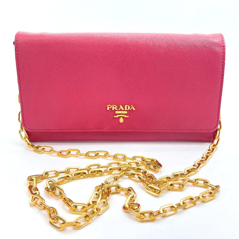 PRADA purse 1MT290 Chain wallet Safiano leather pink gold Women Used - JP-BRANDS.com