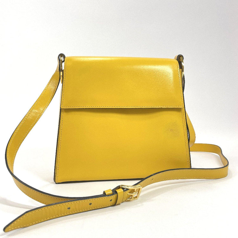 CELINE Shoulder Bag F/02 Circle leather yellow Women Used - JP-BRANDS.com