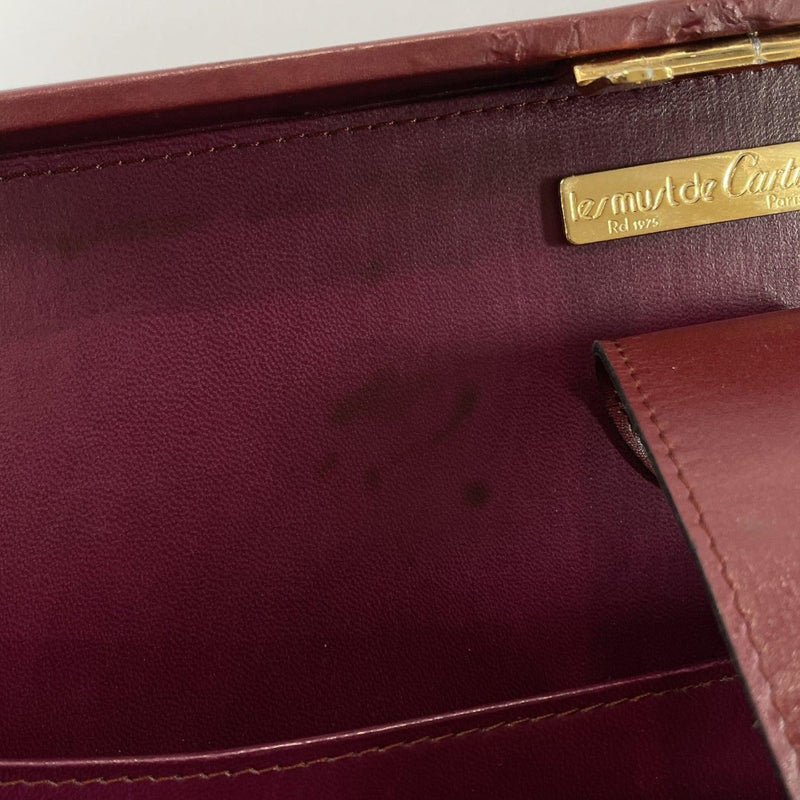 CARTIER Business bag Attache case Must leather Bordeaux Gold Hardware mens Used - JP-BRANDS.com