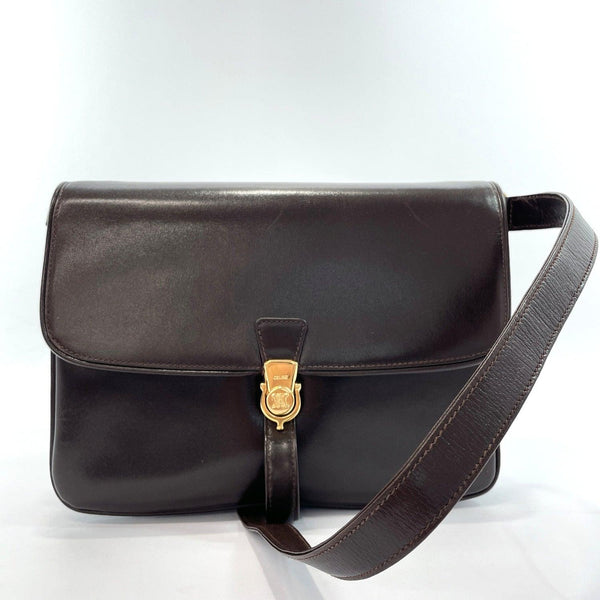 CELINE Shoulder Bag vintage leather Dark brown Women Used - JP-BRANDS.com