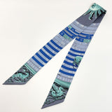HERMES scarf Twilly Sun motif silk blue Women Used - JP-BRANDS.com