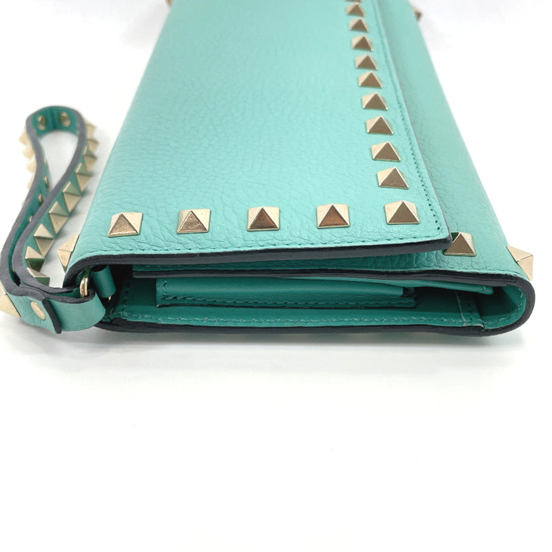 VALENTINO GARAVANI purse Long wallet Rock studs leather green Women Used