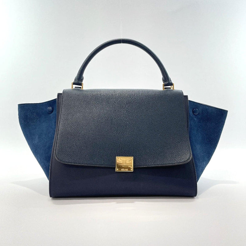 CELINE Handbag 169543ZTA.07OC Trapeze leather/Suede Navy Gold Hardware Women Used - JP-BRANDS.com
