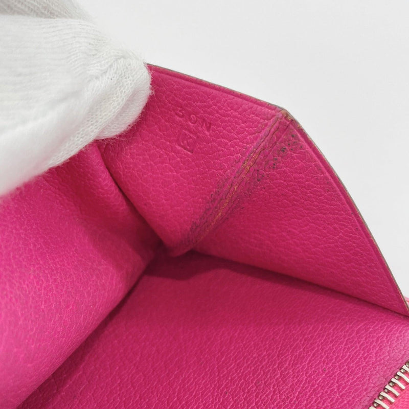 HERMES Tri-fold wallet Bean Shave pink □KCarved seal Women Used - JP-BRANDS.com