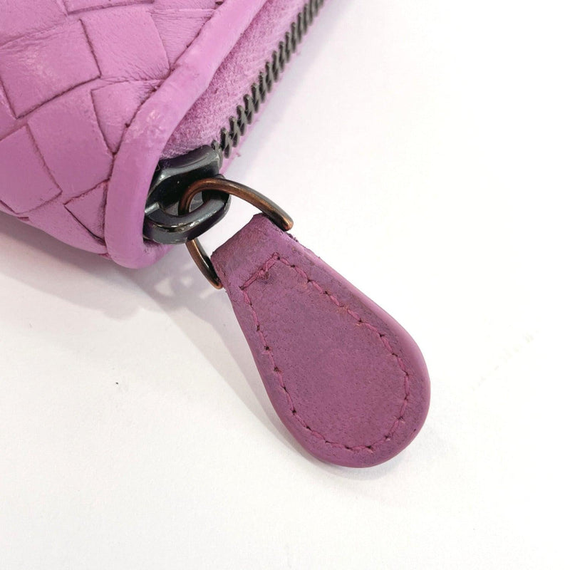 BOTTEGAVENETA purse Intrecciato Round zip leather purple Women Used - JP-BRANDS.com