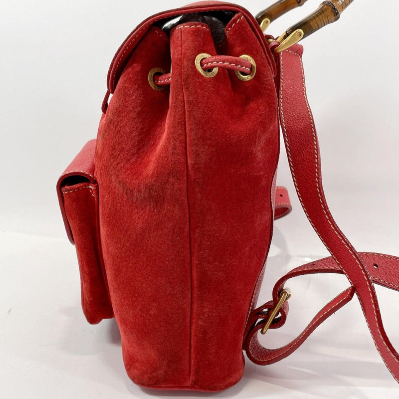 GUCCI Backpack Daypack 003 2058 Bamboo Suede Red Women Used - JP-BRANDS.com