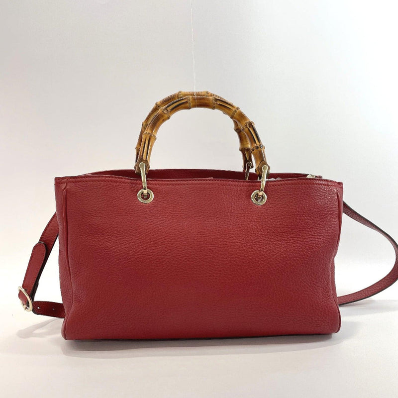 GUCCI Handbag 323660 Bamboo 2way leather/Bamboo Red Women Used - JP-BRANDS.com