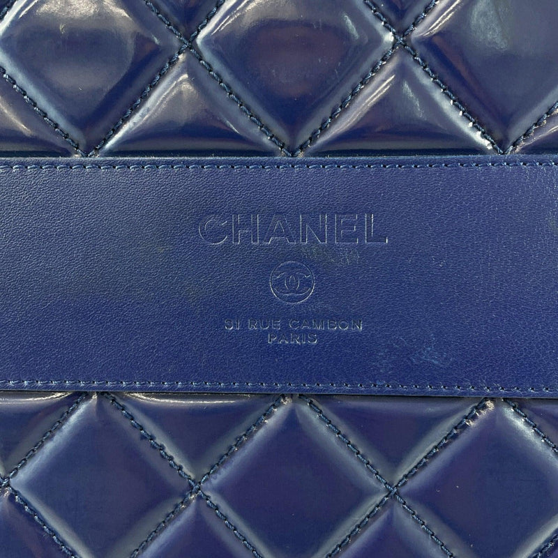 CHANEL Carry Bag Airline Matelasse Patent leather Navy Women Used