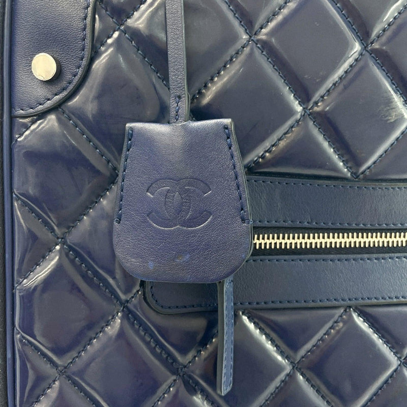 CHANEL Carry Bag Airline Matelasse Patent leather Navy Women Used