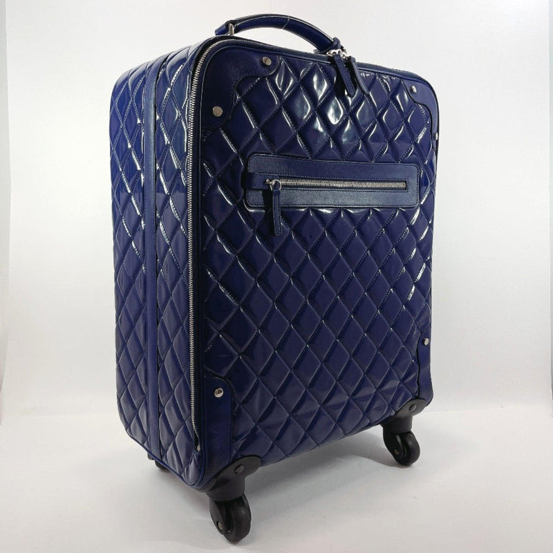 Chanel Travel Trolley Rolling Luggage of Black Nylon with Silver