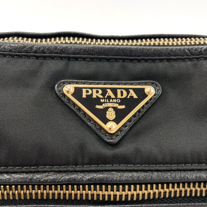 PRADA Shoulder Bag Nylon/leather/Gold Hardware black Women Used