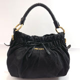 PRADA Handbag Nylon/leather/Gold Hardware black Women Used