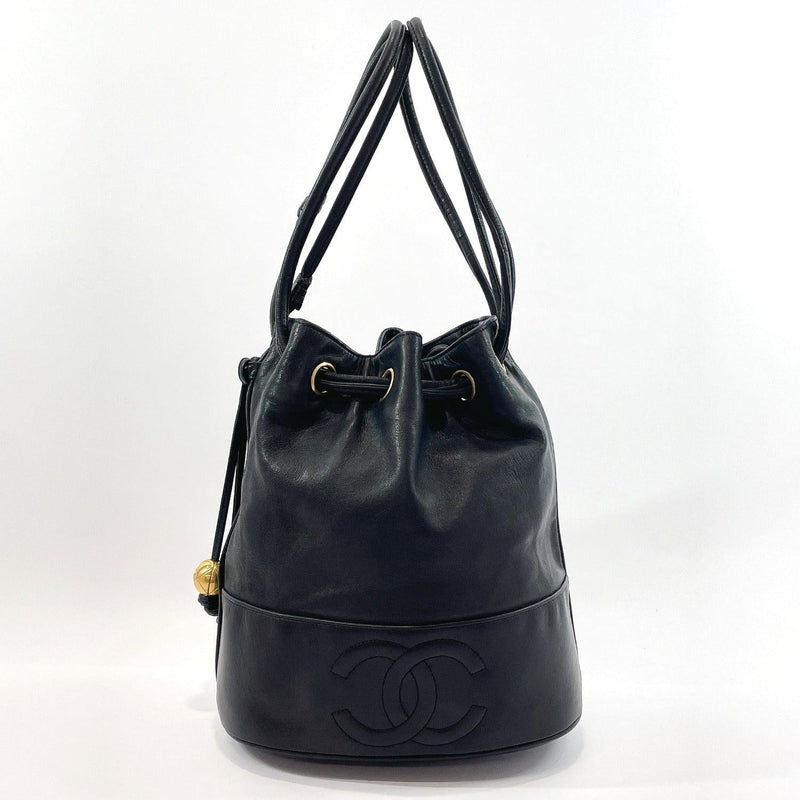 CHANEL Shoulder Bag COCO Mark drawstring type leather Black Women Used - JP-BRANDS.com