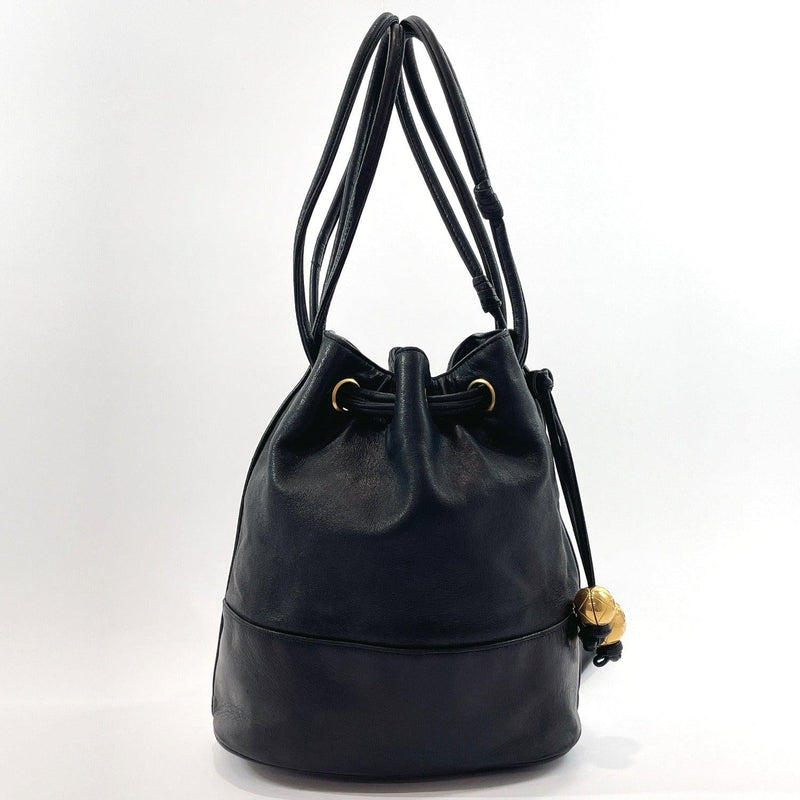 CHANEL Shoulder Bag COCO Mark drawstring type leather Black Women Used - JP-BRANDS.com