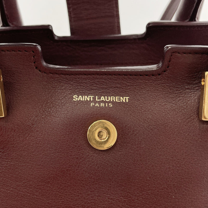 Saint Laurent Sac de Jour Zip Calf Leather Duffel Bag Vintage Brown/Gol