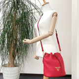 PRADA Shoulder Bag 1BE018 2BBE Vitterodino drawstring leather Red Women Used