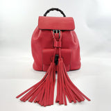 GUCCI Backpack Daypack 387149 Bamboo Tassel leather/SilverHardware Red Black Women Used - JP-BRANDS.com
