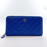 CHANEL purse 50097 Round zip Matelasse Timeless classic line lambskin blue Women Used - JP-BRANDS.com