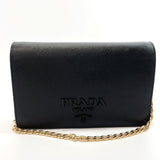 PRADA Wallet Chain 1BP012 Chain wallet Safiano leather/Gold Hardware Black Women Used