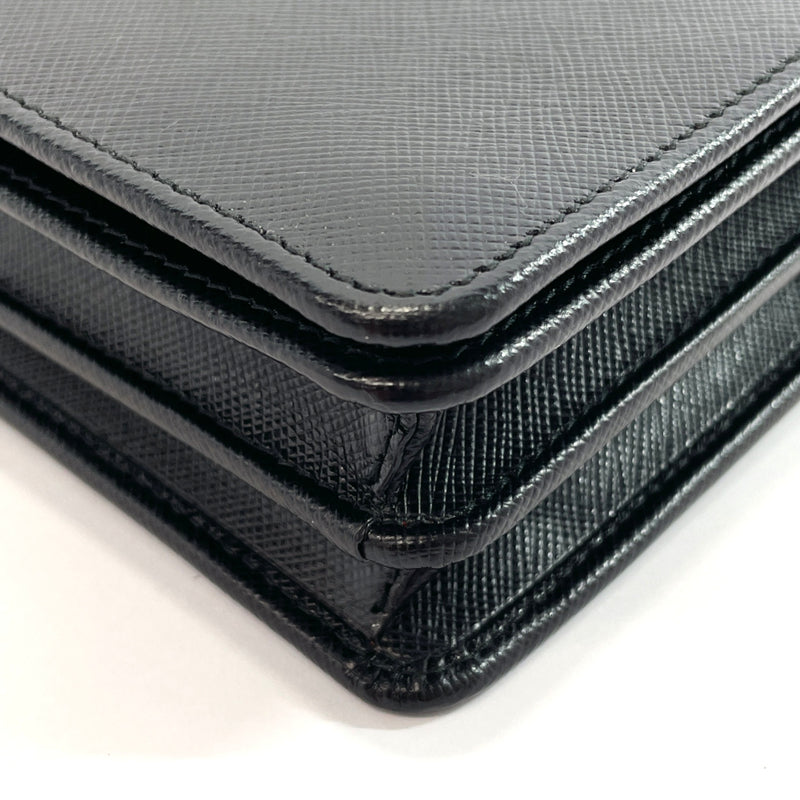 PRADA Wallet Chain 1BP012 Chain wallet Safiano leather/Gold Hardware Black Women Used
