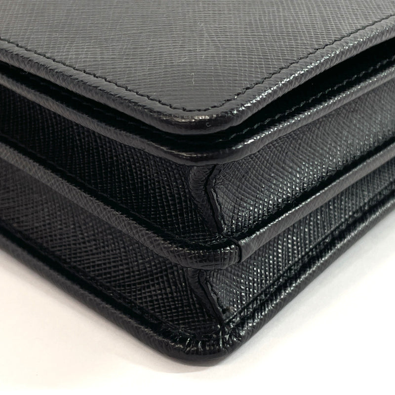 Prada Leather Wallet With Shoulder Strap in Black for Men