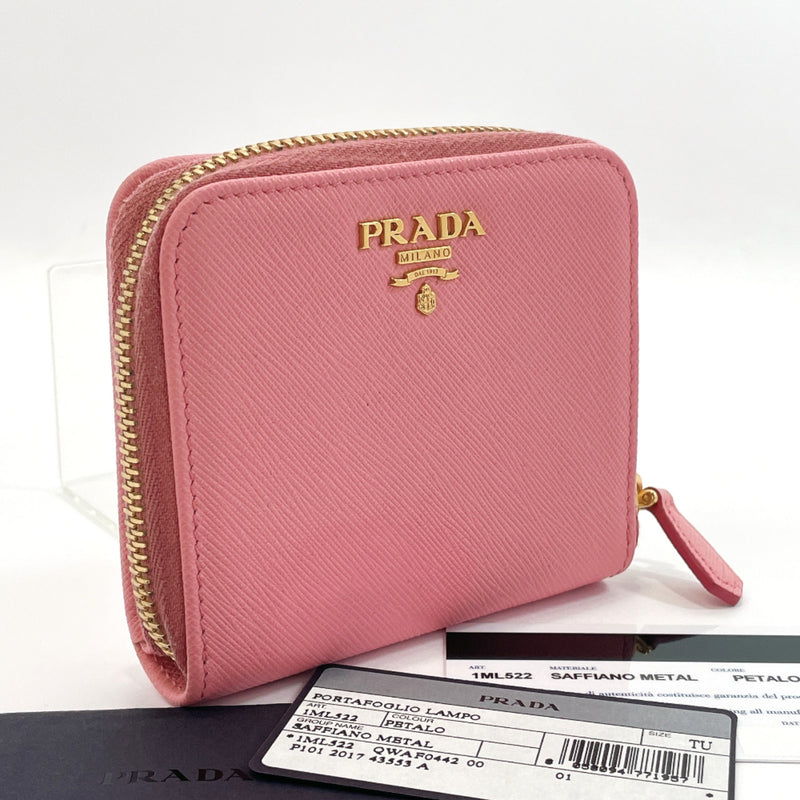 PRADA wallet 1ML522 Round zip Safiano leather pink Women Used