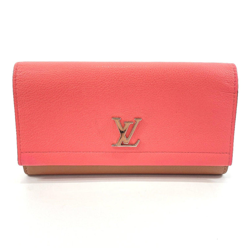 LOUIS VUITTON purse M62364 Portefeiulle Rock Me 2 leather pink beige W –