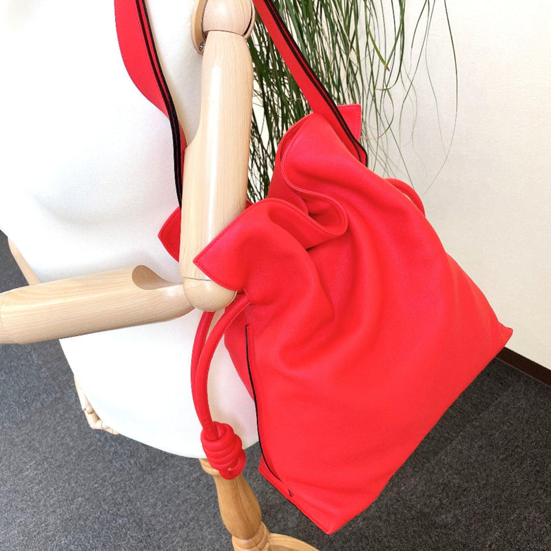 LOEWE Shoulder Bag Flamenco knot leather Red Women Used - JP-BRANDS.com